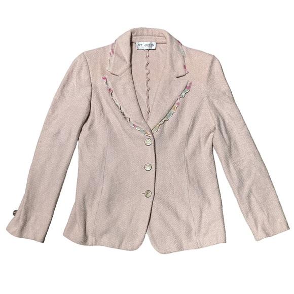St. John Basics Santana Knit Blazer Jacket Women’s Size 10 in Light Pink - Picture 2 of 8